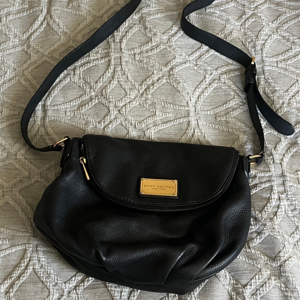 Marc Jacobs Black Crossbody Bag with Gold Accents